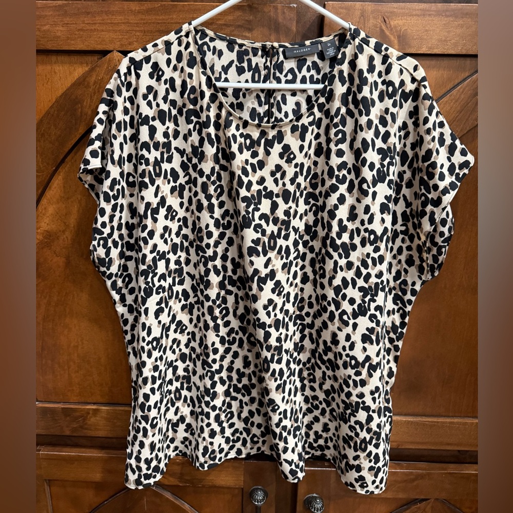 Halogen Animal Print Top in Black and Cream